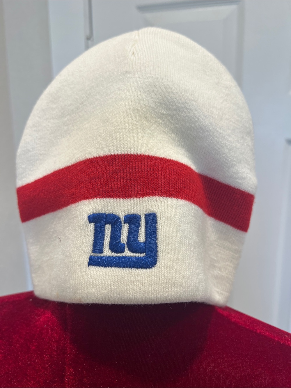 NY Blue & White Kids Beanie with Red Stripe